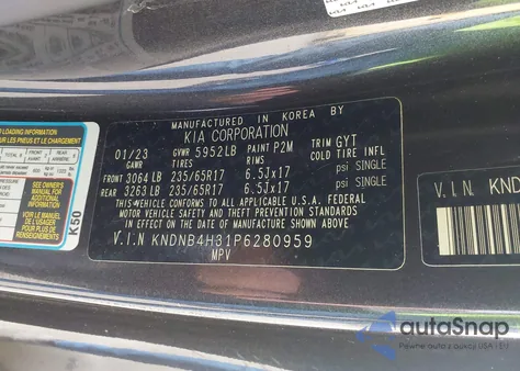 2023 Kia Carnival Mpv Lx Seat Package from USA, damaged, VIN KNDNB4H31P6280959